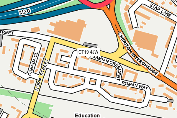 CT19 4JW map - OS OpenMap – Local (Ordnance Survey)