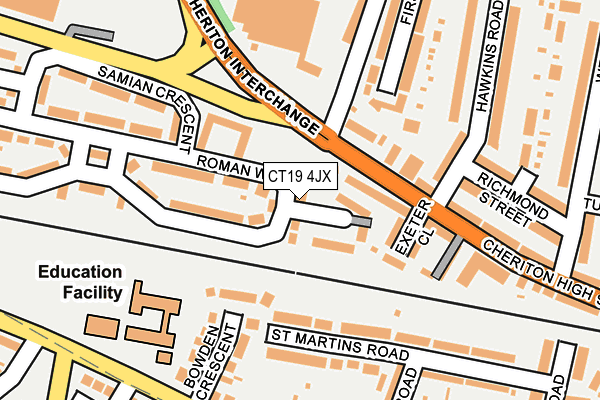 CT19 4JX map - OS OpenMap – Local (Ordnance Survey)