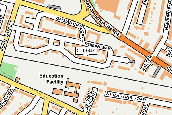 CT19 4JZ map - OS OpenMap – Local (Ordnance Survey)