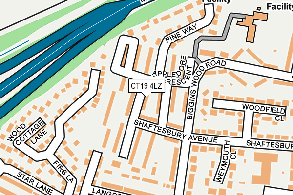 CT19 4LZ map - OS OpenMap – Local (Ordnance Survey)
