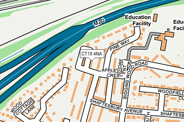 CT19 4NA map - OS OpenMap – Local (Ordnance Survey)