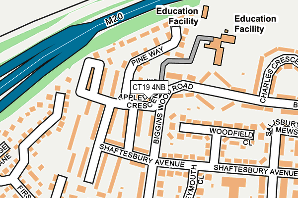 CT19 4NB map - OS OpenMap – Local (Ordnance Survey)