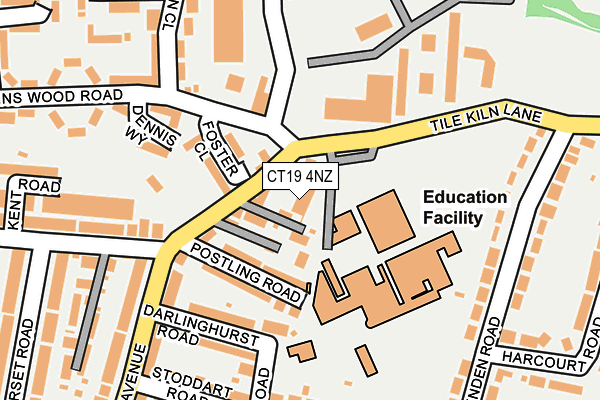 CT19 4NZ map - OS OpenMap – Local (Ordnance Survey)