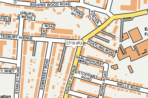 CT19 4PJ map - OS OpenMap – Local (Ordnance Survey)