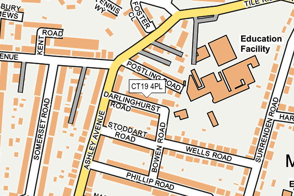 CT19 4PL map - OS OpenMap – Local (Ordnance Survey)