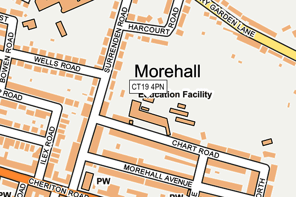 CT19 4PN map - OS OpenMap – Local (Ordnance Survey)
