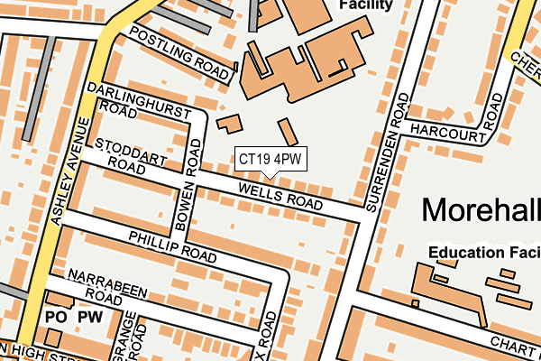 CT19 4PW map - OS OpenMap – Local (Ordnance Survey)