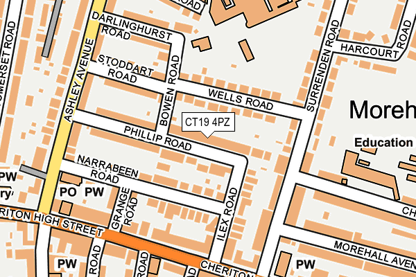 CT19 4PZ map - OS OpenMap – Local (Ordnance Survey)