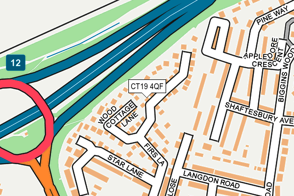 CT19 4QF map - OS OpenMap – Local (Ordnance Survey)