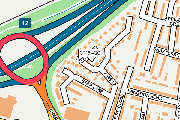 CT19 4QG map - OS OpenMap – Local (Ordnance Survey)