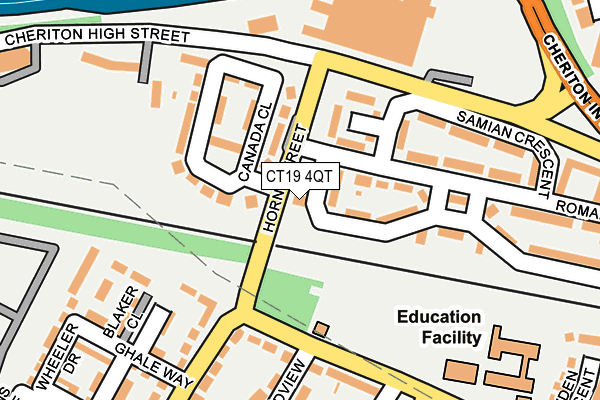 CT19 4QT map - OS OpenMap – Local (Ordnance Survey)
