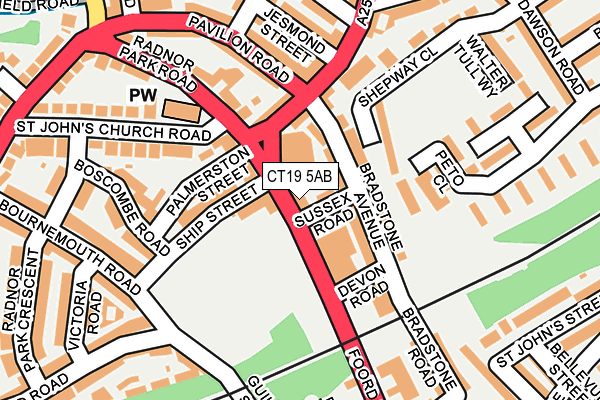 CT19 5AB map - OS OpenMap – Local (Ordnance Survey)