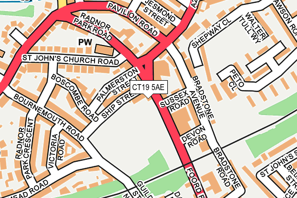 CT19 5AE map - OS OpenMap – Local (Ordnance Survey)