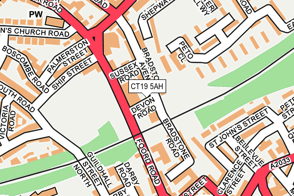 CT19 5AH map - OS OpenMap – Local (Ordnance Survey)