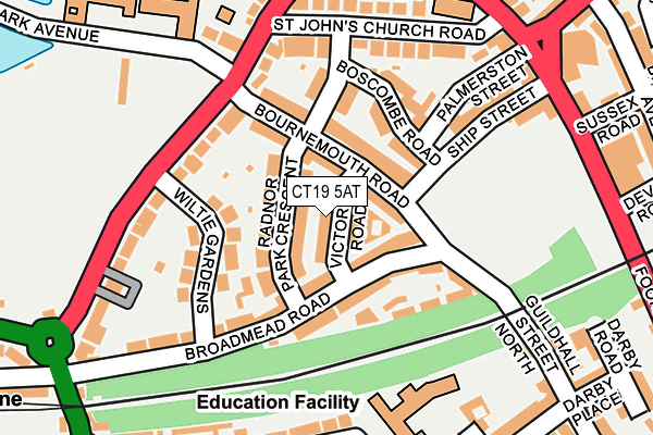 CT19 5AT map - OS OpenMap – Local (Ordnance Survey)