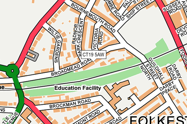 CT19 5AW map - OS OpenMap – Local (Ordnance Survey)