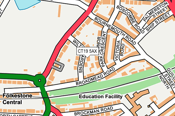 CT19 5AX map - OS OpenMap – Local (Ordnance Survey)