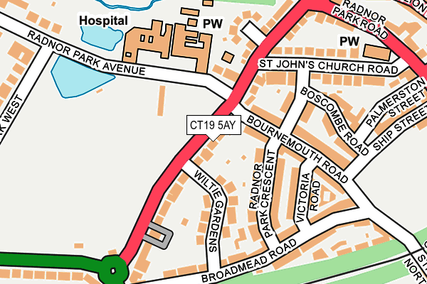 CT19 5AY map - OS OpenMap – Local (Ordnance Survey)