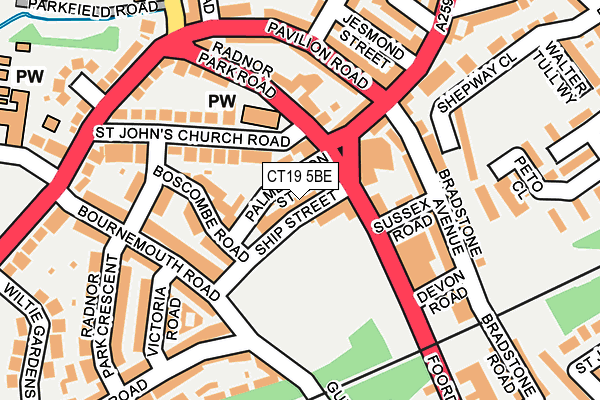 CT19 5BE map - OS OpenMap – Local (Ordnance Survey)