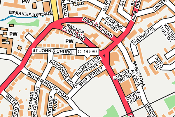 CT19 5BG map - OS OpenMap – Local (Ordnance Survey)