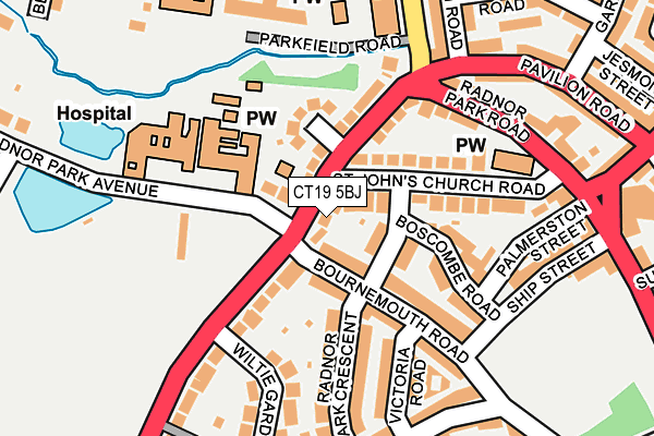 CT19 5BJ map - OS OpenMap – Local (Ordnance Survey)