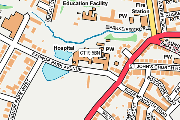 CT19 5BN map - OS OpenMap – Local (Ordnance Survey)