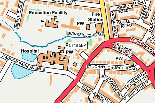 CT19 5BP map - OS OpenMap – Local (Ordnance Survey)