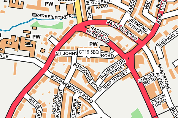 CT19 5BQ map - OS OpenMap – Local (Ordnance Survey)