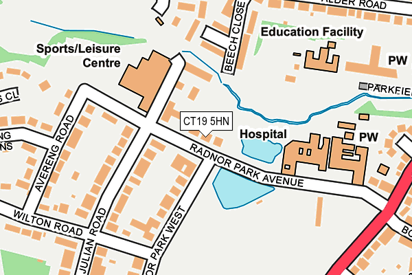 CT19 5HN map - OS OpenMap – Local (Ordnance Survey)