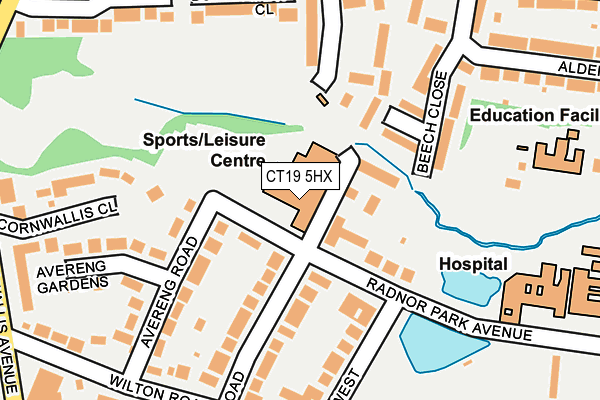 CT19 5HX map - OS OpenMap – Local (Ordnance Survey)