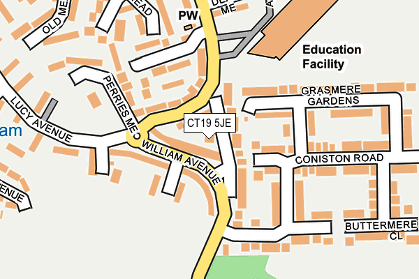 CT19 5JE map - OS OpenMap – Local (Ordnance Survey)