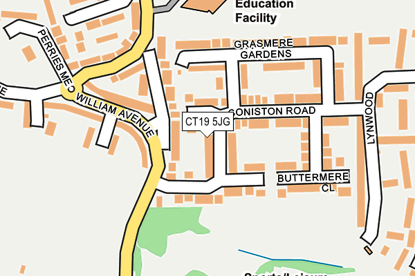 CT19 5JG map - OS OpenMap – Local (Ordnance Survey)