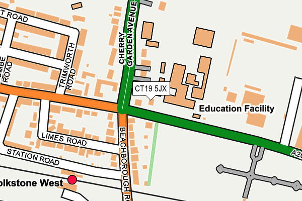CT19 5JX map - OS OpenMap – Local (Ordnance Survey)