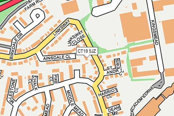 CT19 5JZ map - OS OpenMap – Local (Ordnance Survey)