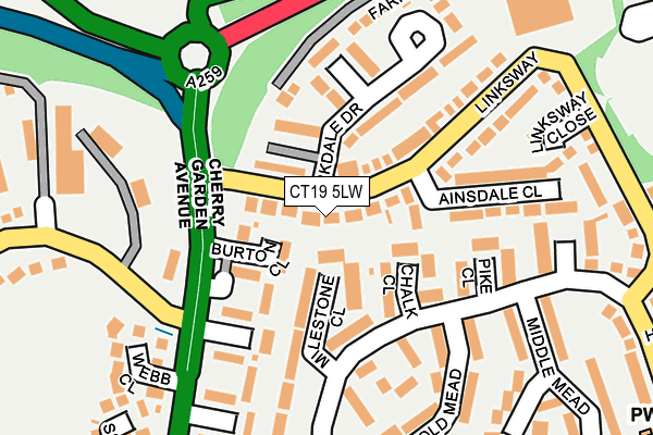 CT19 5LW map - OS OpenMap – Local (Ordnance Survey)