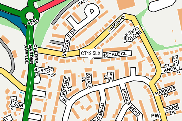 CT19 5LX map - OS OpenMap – Local (Ordnance Survey)