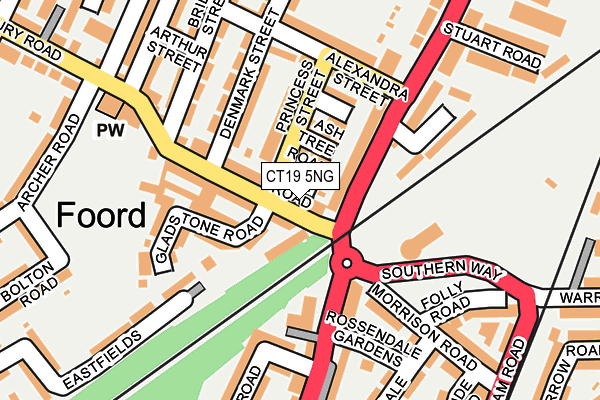 CT19 5NG map - OS OpenMap – Local (Ordnance Survey)