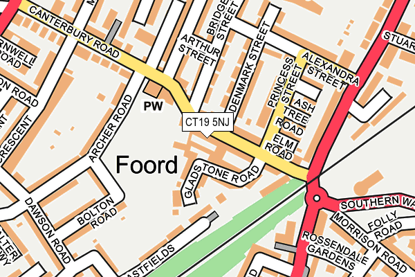 CT19 5NJ map - OS OpenMap – Local (Ordnance Survey)
