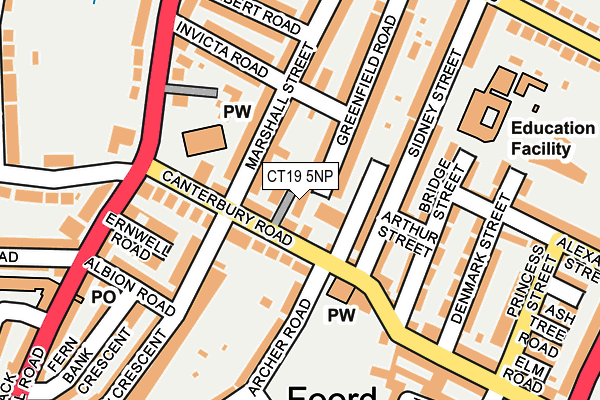 CT19 5NP map - OS OpenMap – Local (Ordnance Survey)