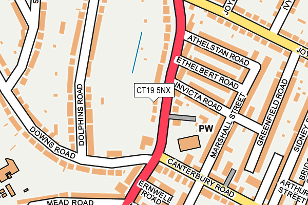 CT19 5NX map - OS OpenMap – Local (Ordnance Survey)