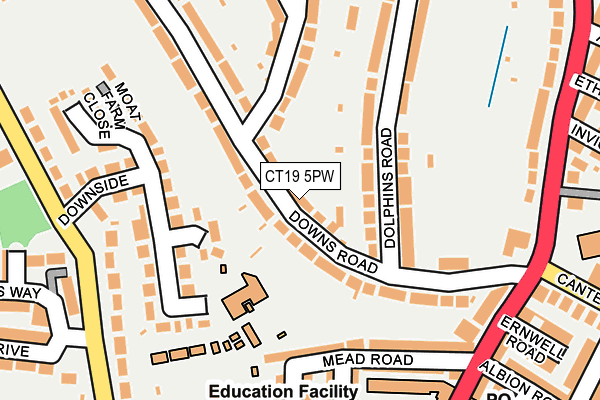 CT19 5PW map - OS OpenMap – Local (Ordnance Survey)