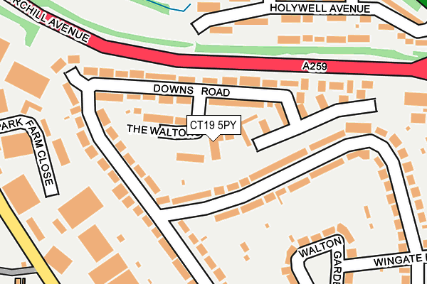 CT19 5PY map - OS OpenMap – Local (Ordnance Survey)