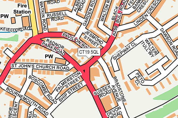 CT19 5QL map - OS OpenMap – Local (Ordnance Survey)