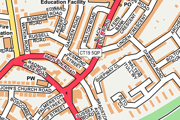 CT19 5QP map - OS OpenMap – Local (Ordnance Survey)