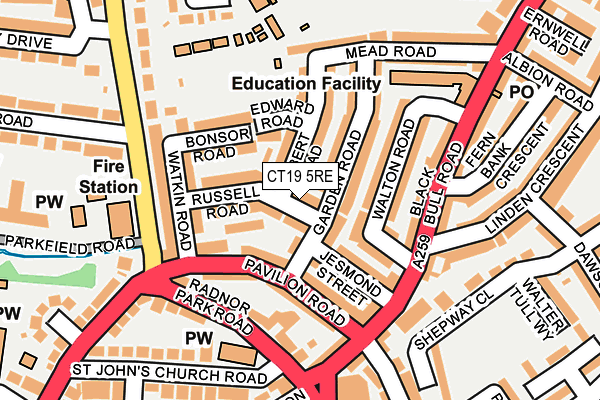 CT19 5RE map - OS OpenMap – Local (Ordnance Survey)