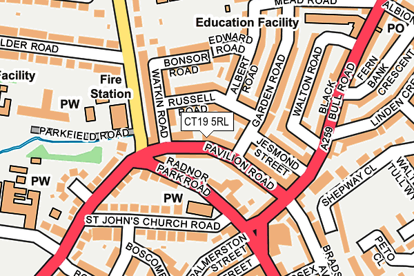 CT19 5RL map - OS OpenMap – Local (Ordnance Survey)