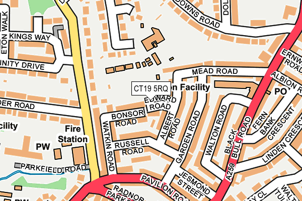 CT19 5RQ map - OS OpenMap – Local (Ordnance Survey)
