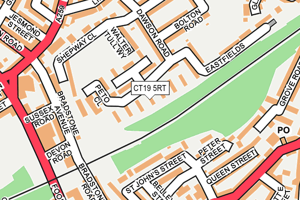 CT19 5RT map - OS OpenMap – Local (Ordnance Survey)