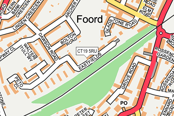 CT19 5RU map - OS OpenMap – Local (Ordnance Survey)