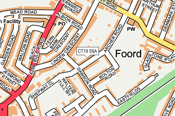 CT19 5SA map - OS OpenMap – Local (Ordnance Survey)